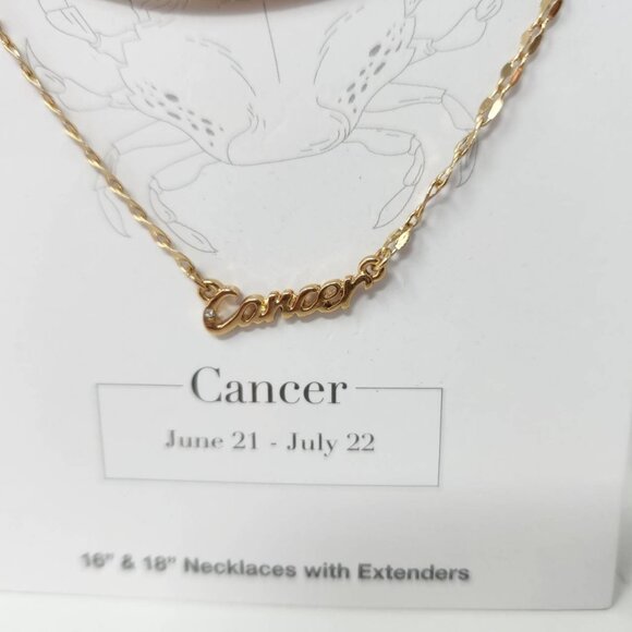 Time And Tru Cancer Zodiac 16" & 18" Gold-Tone Necklaces With Extenders - Picture 2 of 7